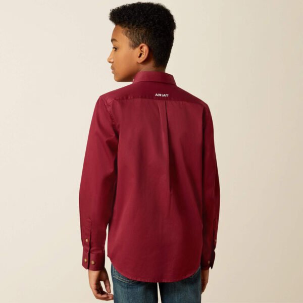 10030163_back_warm.jpg Ariat Team Logo Twill Classic Fit Shirt Burgundy White