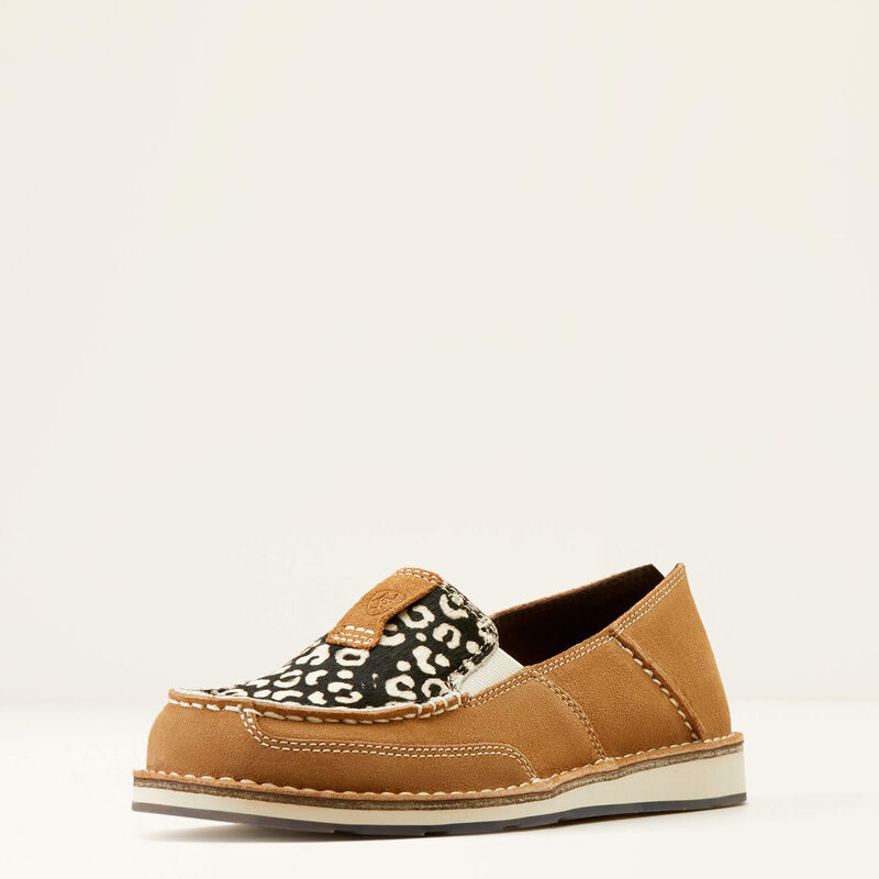 Cruiser Dark Tan Suede - Cream Cheetah Hair on