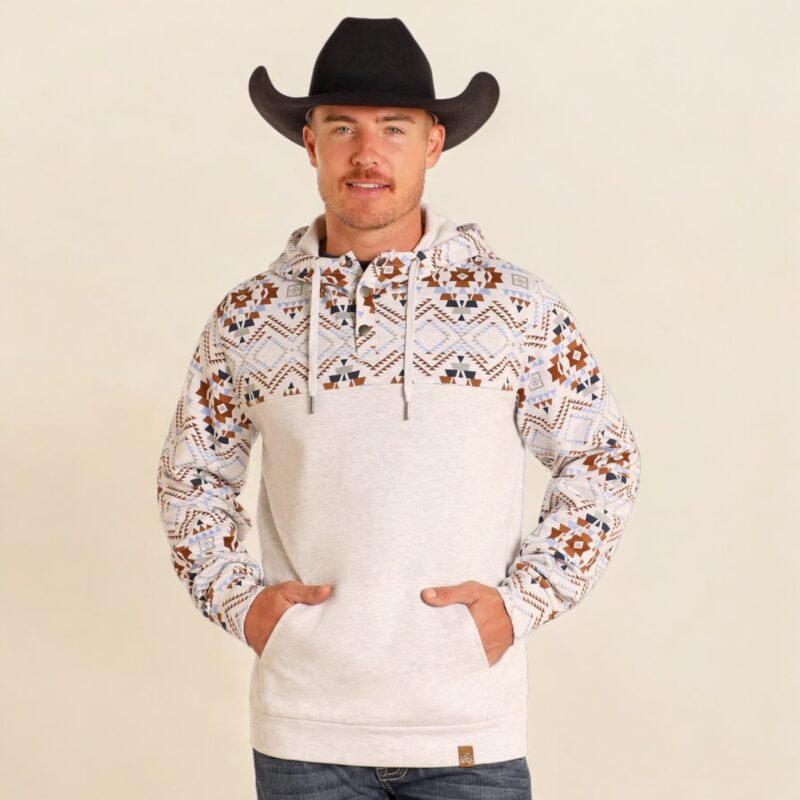 Rock & Roll Heather Aztec Print Hoodie