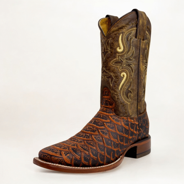 IMG_2367-Photoroom-Photoroom.png Cuatralba Caiman Belly Rustic Nubuck Square Toe Boots