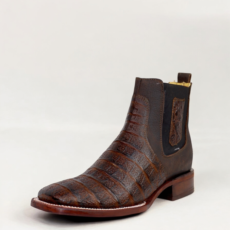 Herencia Caiman Belly Square Toe Chelsea Boot