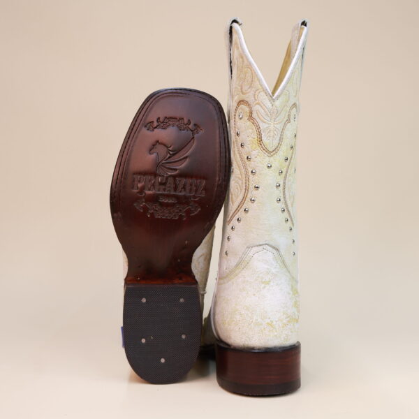 Studded Embroidered Square Toe Boots