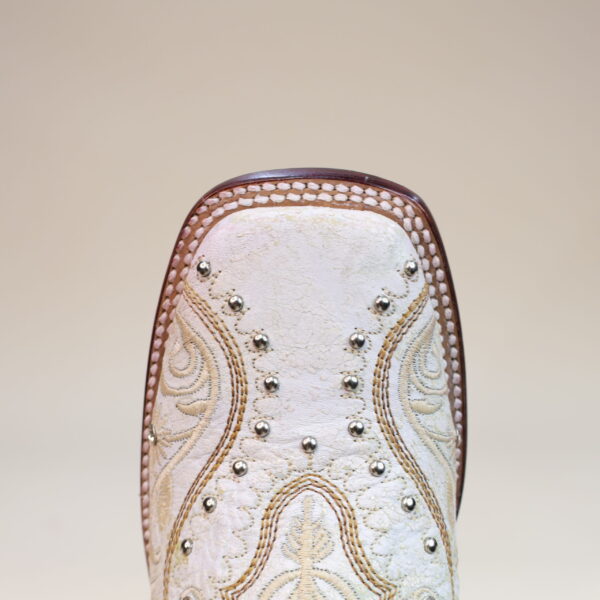 Studded Embroidered Square Toe Boots