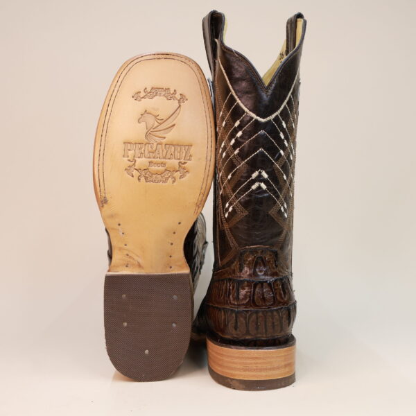 Caiman Tail Square Toe Boots Brown