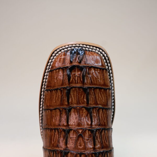 Caiman Tail Square Toe Boots Cognac
