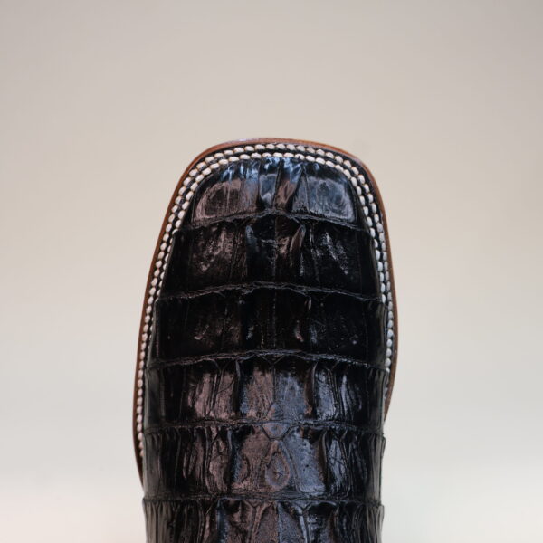 Caiman Tail Square Toe Boots Black