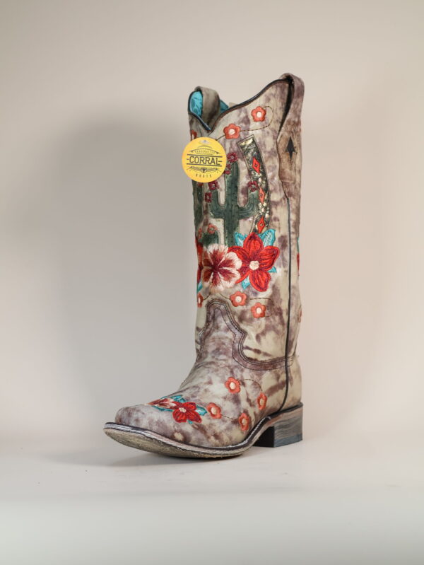 IMG_5516-scaled-1.jpg A3769 - WOMEN'S FLORAL CACTUS AND HORSESHOE EMBROIDERY TAUPE SQUARE TOE COWBOY BOOT
