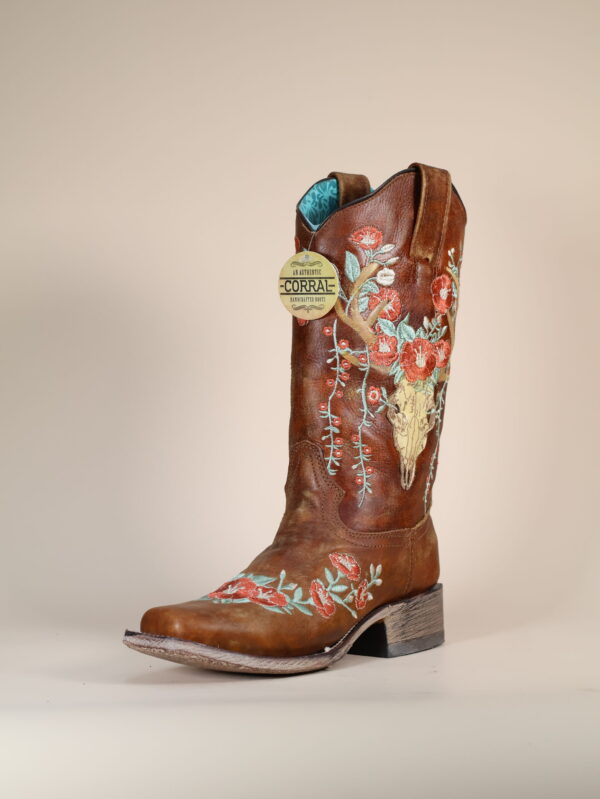 Corral Women's Deer Skull Overlay Western Boots - Square Toe