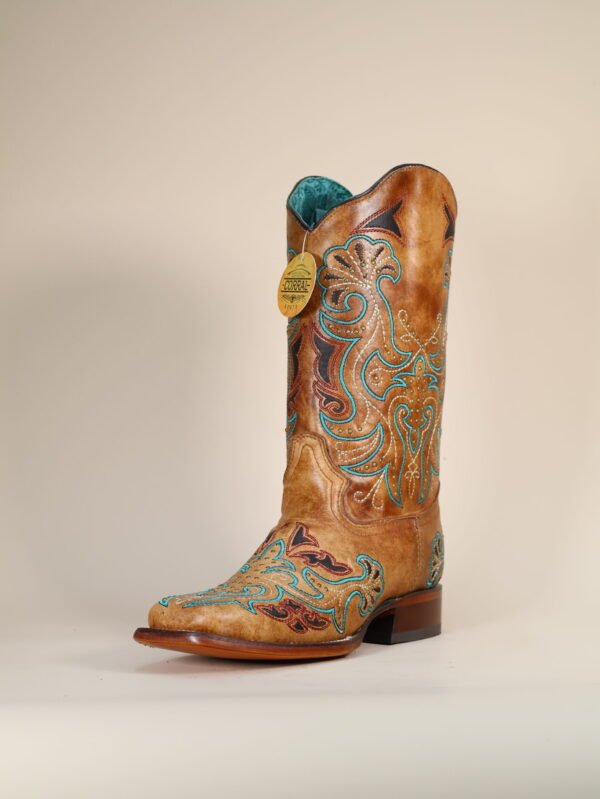 IMG_5522-scaled-1.jpg A4483 - WOMEN'S EMBROIDERY AND STUDS SAND WIDE SQUARE TOE COWBOY BOOT