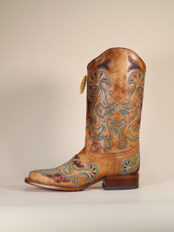 IMG_5523-scaled-1.jpg A4483 - WOMEN'S EMBROIDERY AND STUDS SAND WIDE SQUARE TOE COWBOY BOOT