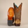 A4525 - WOMEN'S SAND GLITTER WOVEN OVERLAY SQUARE TOE COWBOY BOOT
