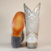A4524 - WOMEN'S WHITE GLITTER WOVEN OVERLAY SQUARE TOE COWBOY BOOT