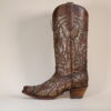 C3331 - WOMEN'S ORIX GLITTERED INLAY AND STUDS BROWN SNIP TOE COWBOY BOOT