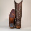 C3331 - WOMEN'S ORIX GLITTERED INLAY AND STUDS BROWN SNIP TOE COWBOY BOOT