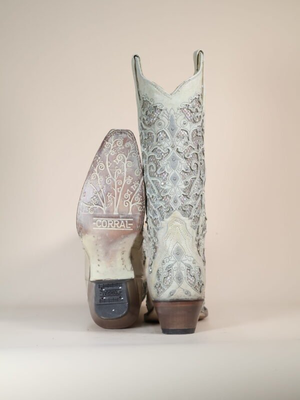 IMG_5542-scaled-1.jpg A3322 - WOMEN'S WHITE GLITTERED INLAY AND CRYSTALS SNIP TOE WEDDING COWBOY BOOT