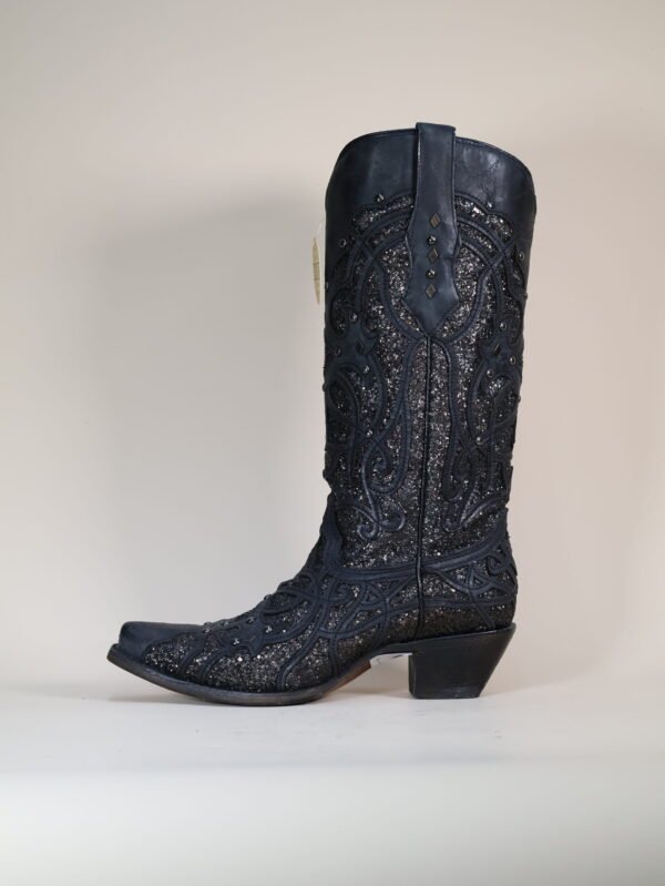 IMG_5544-scaled-1.jpg C3423 - WOMEN'S BLACK GLITTERED INLAY BLACK SNIP TOE COWBOY BOOT