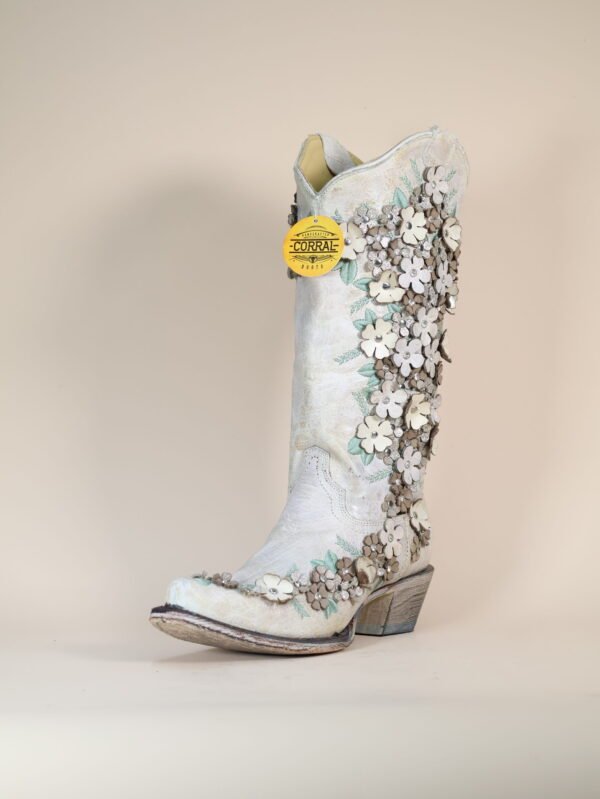 Corral Women's Floral Overlay Embroidered Stud and Crystals Western Boots - Snip Toe