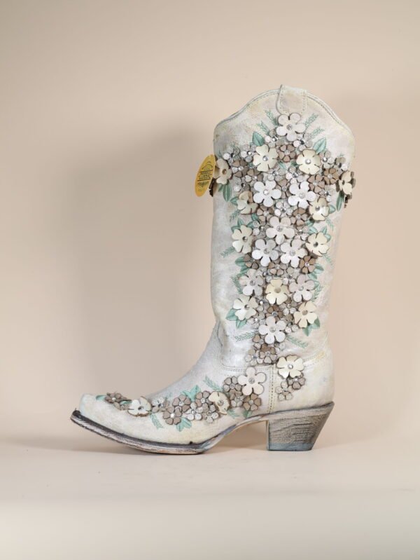 Corral Women's Floral Overlay Embroidered Stud and Crystals Western Boots - Snip Toe