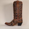 IMG_5556-scaled-1.jpg A4083 - WOMEN'S BLACK GLITTER INLAY FLORAL OVERLAY WITH CRYSTALS AND STUDS BROWN SNIP TOE COWBOY BOOT