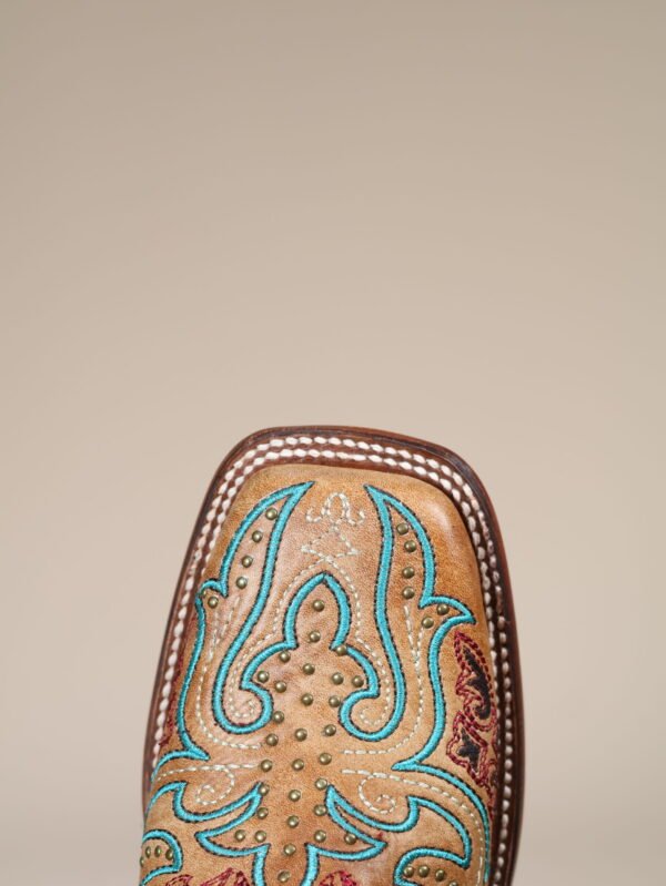 IMG_5581-scaled-1.jpg A4483 - WOMEN'S EMBROIDERY AND STUDS SAND WIDE SQUARE TOE COWBOY BOOT