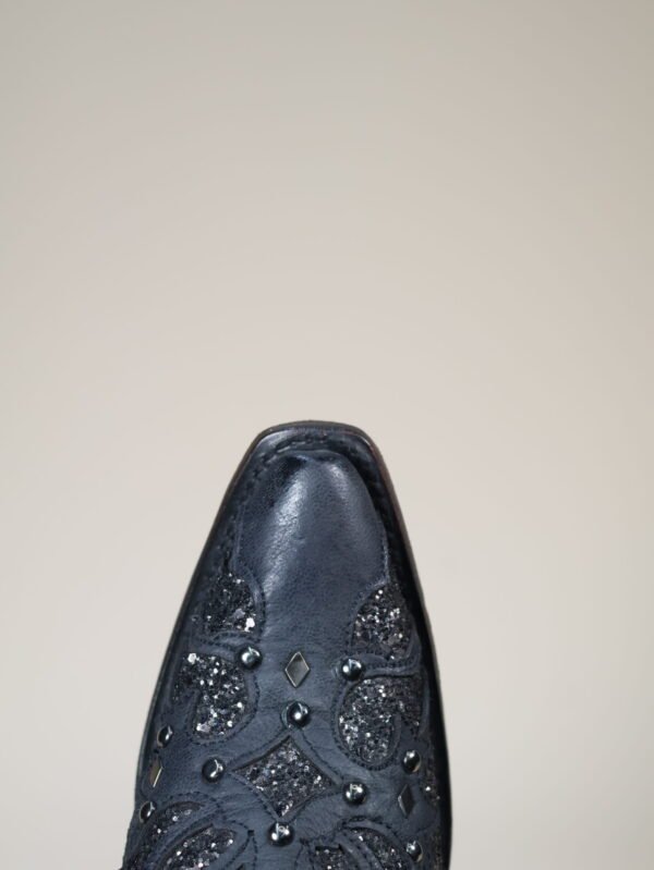 IMG_5588-scaled-1.jpg C3423 - WOMEN'S BLACK GLITTERED INLAY BLACK SNIP TOE COWBOY BOOT