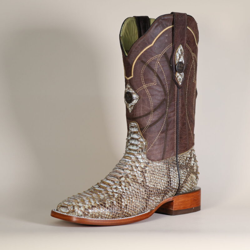 Python Oyster Lacer Cut Square Toe Boots Honey