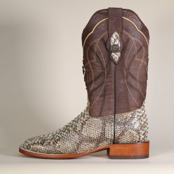 Python Oyster Lacer Cut Square Toe Boots Honey