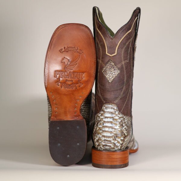 Python Oyster Lacer Cut Square Toe Boots Honey