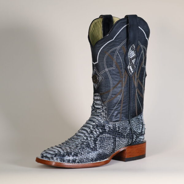 Python Oyster Lacer Cut Square Toe Boots Black