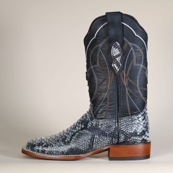 Python Oyster Lacer Cut Square Toe Boots Black