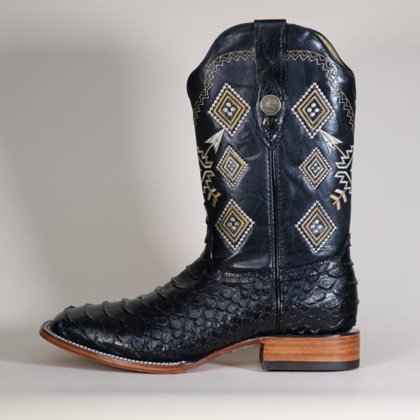 Mega Python Clone Square Toe Boots Black