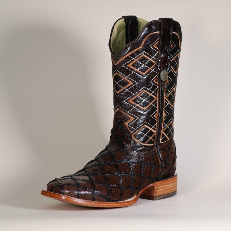 Fish Clone Square Toe Boots Brown