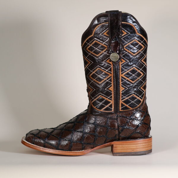 Fish Clone Square Toe Boots Brown