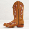 Floral Embroidered Multi Color Square Toe Boots