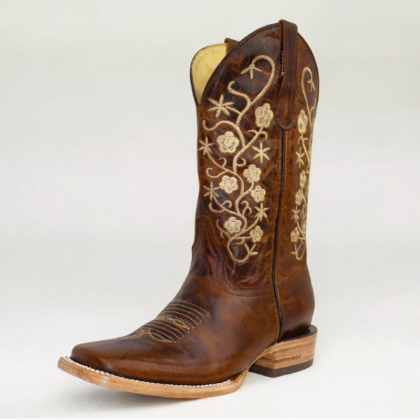 Ebana Floral Embroidered Square Toe Boots