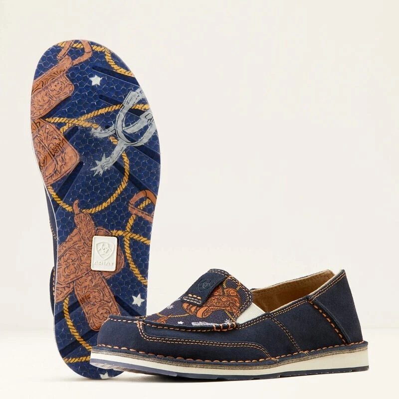 Ariat Womens NAVY BLUE SUEDE/ SADDLE UP PRINT